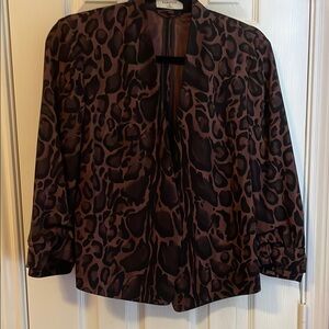 Babaton Crop Power Blazer Brown and Black Leopard Print
